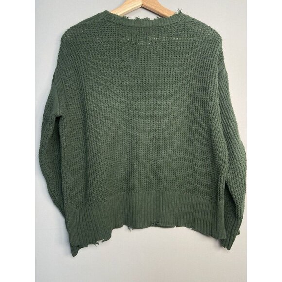 Pistola Olga Distressed Olive Green Crewneck Waffle Knit Sweater Size X-Small XS - Picture 5 of 13